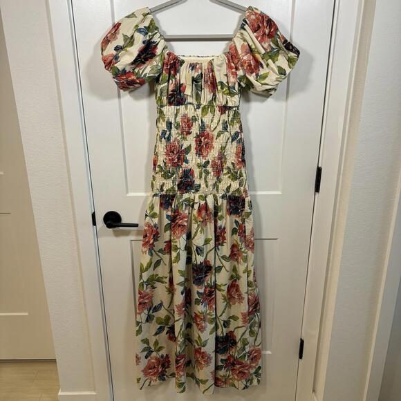 NWT Abercrombie & Fitch Smocked Drop Waist Maxi Dress Floral Dress Size S Tall - Picture 5 of 9